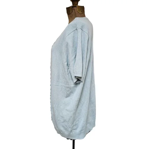 Liz Claiborne Light Blue Cotton Knit Sweater With Circle Design Womens Size 1X - Picture 4 of 11